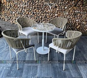 Bàn Ghế Cafe Ngoài Trời Đan Dây