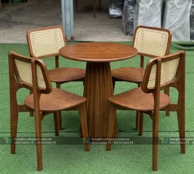 Bàn Ghế Cafe Gỗ Tựa Mây CH31
