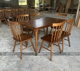 Bộ bàn ghế gỗ nhà hàng quán ăn Pinstol