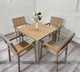 Bàn Ghế Nhà Hàng Ngoài Trời Khung Nhôm 02