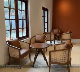 Bàn Ghế Sofa Cafe Gỗ Đan Mây Harvey