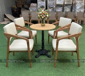 Bàn Ghế Cafe Gỗ Decor Bọc Đệm 