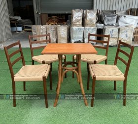 Bàn Ghế Cafe Gỗ Đan Dây Holland 02