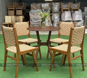 Bàn Ghế Cafe Gỗ Đan Dây Modway Saoirse