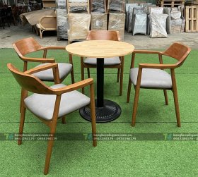 Bàn Ghế Cafe Gỗ Hiroshima Lưng Cao