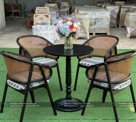 Bàn Ghế Cafe Gỗ Cane 03