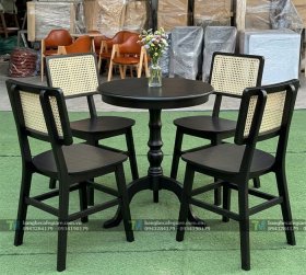 Bàn Ghế Cafe Gỗ Secco Tựa Vuông 02