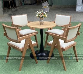 Bộ Bàn Ghế Cafe Gỗ Vleg Tựa Đệm