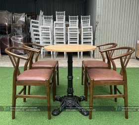 Bàn Ghế Cafe Gỗ Wishbone 03