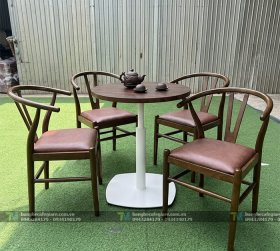 Bàn Ghế Cafe Gỗ Wishbone 02